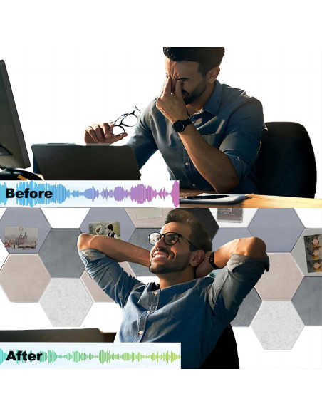 Paneles Acústicos HONORIA 12 Piezas Hexagonales 30.48x25.4 cm Blanco Paneles Acústicos HONORIA 12 Piezas Hexagonales 30.48x25.4 cm Blanco