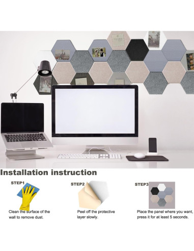 Paneles Acústicos HONORIA 12 Piezas Hexagonales 30.48x25.4 cm Blanco