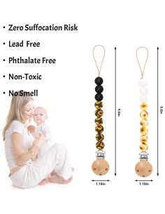 Clips para Chupetes MISSLILI Silicona Libre de BPA 2PCS Girasol 2