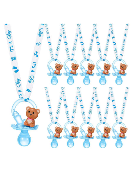 Collar de Chupetes Baby Shower Coume 36 Pcs Oso Azul Blanco