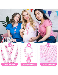 Collares de Chupetes Rosa Chengu 100 Pcs Baby Shower 2