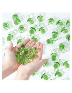 36 Chupetes Acrílicos Verdes para Baby Shower 4.45 cm