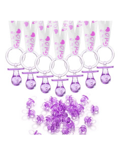 Collares de Chupetes para Baby Shower - 24 Piezas Morado