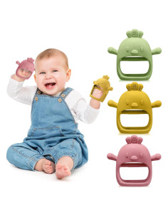 Paquete de 3 Mordedores de Silicona para Bebés - Verde, Rojo, Amarillo