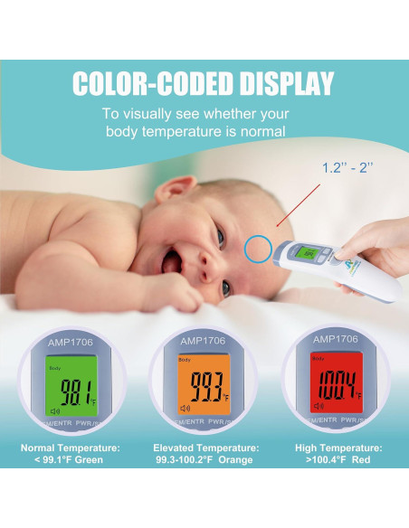 Termómetro Digital Infrarrojo Amplim AMP1706 para Bebés y Adultos