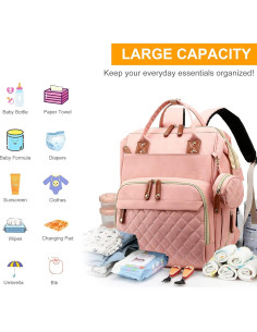 Mochila para Pañales Rosa MT1001 con Estación de Cambio y USB 2