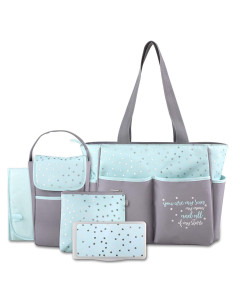 Bolsa de Pañales Esenciales para Bebés 5 Piezas Gris/Aqua