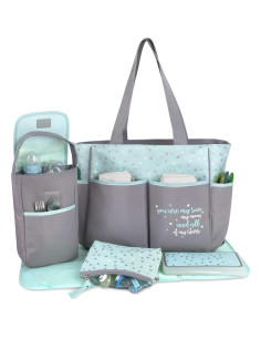 Bolsa de Pañales Esenciales para Bebés 5 Piezas Gris/Aqua 2