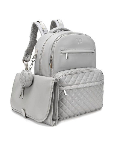 Mochila para Pañales JustBaby Luv de Cuero PU 31L Gris