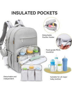 Mochila para Pañales JustBaby Luv de Cuero PU 31L Gris 2