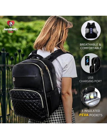 Mochila para Pañales JustBaby Luv de Cuero PU 31L Gris Mochila para Pañales JustBaby Luv de Cuero PU 31L Gris