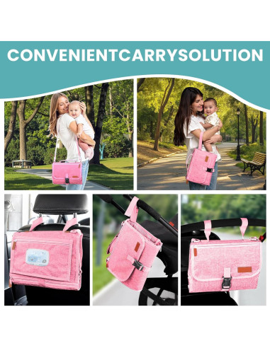 Almohadilla de Cambio de Pañales Portátil UBRAVOO Rosa 68.5x56 cm