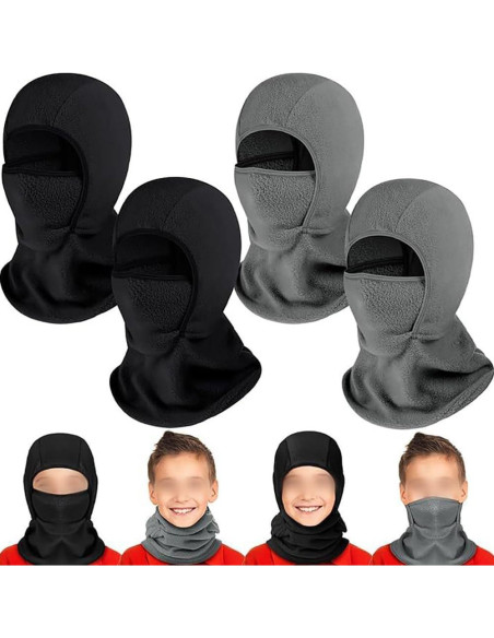 Máscara Balaclava Térmica GSHLLO para Niños - Forro Polar Negro