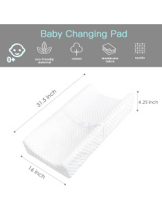 Almohadilla Cambiadora YENING Impermeable 80x40.6 cm Blanca 2