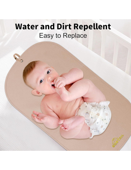 Manta Cambiadora de Pañales Portátil Beige - Cuero Sintético Impermeable 76x43cm
