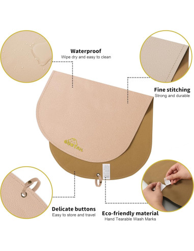 Manta Cambiadora de Pañales Portátil Beige - Cuero Sintético Impermeable 76x43cm