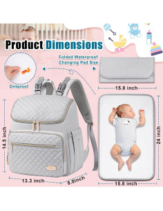 Mochila de Pañales Weitars Grande Gris con Cambiador 25L 2