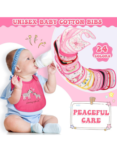 HooLing 24 Baberos Impermeables de Algodón para Bebés
