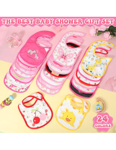 HooLing 24 Baberos Impermeables de Algodón para Bebés