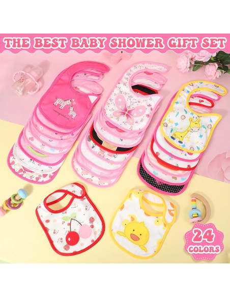 HooLing 24 Baberos Impermeables de Algodón para Bebés