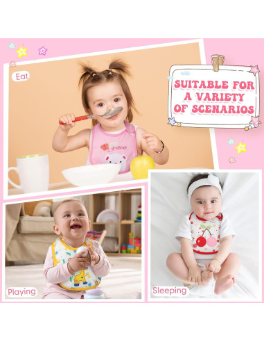 HooLing 24 Baberos Impermeables de Algodón para Bebés