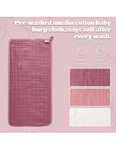 Pañales de Algodón Suave MUKIN 50.8x25.4cm Rosa - 6 Unidades 2