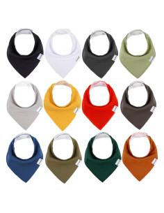 Baberos Bandana Egmao 12 Piezas Algodón Suave Ajustables