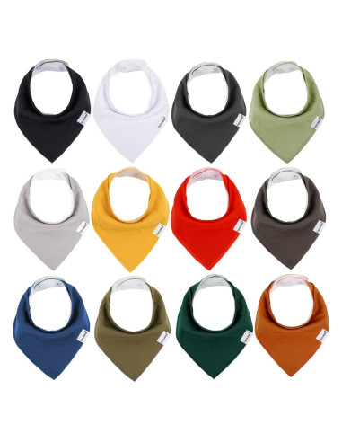 Baberos Bandana Egmao 12 Piezas Algodón Suave Ajustables