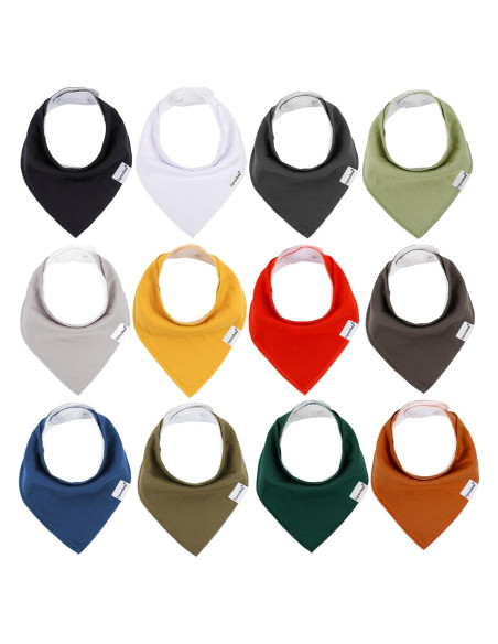 Baberos Bandana Egmao 12 Piezas Algodón Suave Ajustables