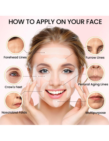 Parches Antiarrugas Kaely 192 Pcs Silicona para la Cara