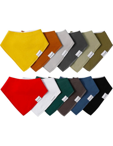 Baberos Bandana Egmao 12 Piezas Algodón Suave Ajustables