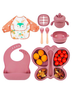 Juego de Alimentación de Silicona MIICASA 7 Piezas Rosa