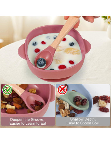 Juego de Alimentación de Silicona MIICASA 7 Piezas Rosa