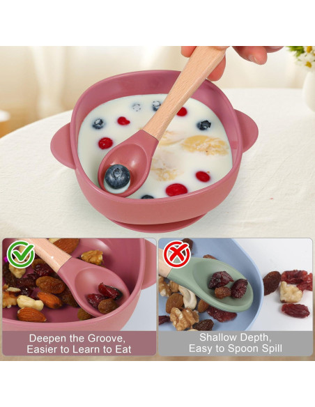 Juego de Alimentación de Silicona MIICASA 7 Piezas Rosa