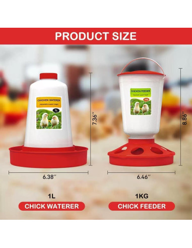 Kit Alimentador y Bebedero para Pollitos Genérico 1L