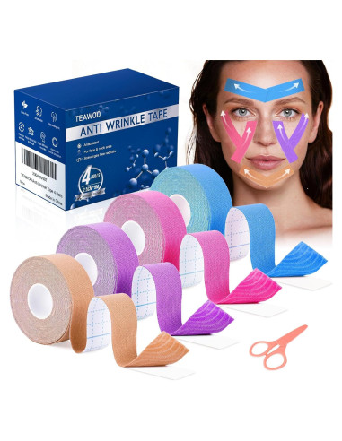 Cinta Facial Antienvejecimiento TEAWOO - 4 Colores, 11x8.3cm