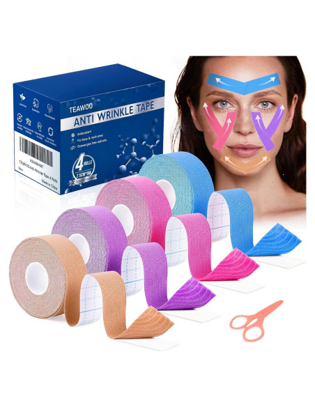 Cinta Facial Antienvejecimiento TEAWOO - 4 Colores, 11x8.3cm