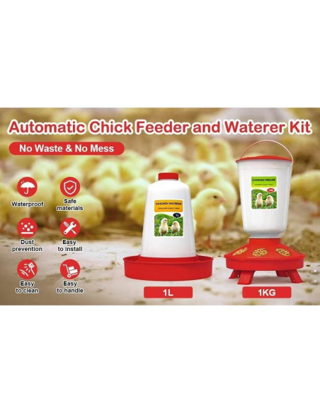 Kit Alimentador y Bebedero para Pollitos Genérico 1L