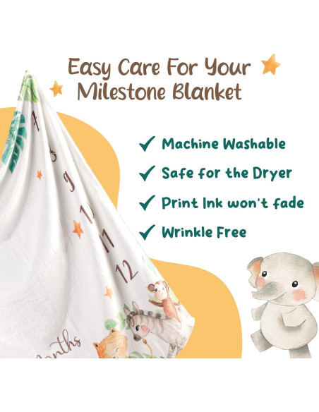 Manta de Hitos Mensuales KooKooBaby 119cm Forro Polar Animales