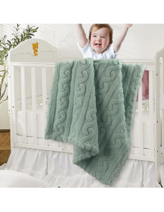 Manta para Bebés HOMRITAR 3D Suave 76x102 cm Verde Celadón 2