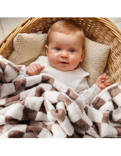 Manta de Cuna Reversible FIGEPO 76x102 cm Suave Marrón 2