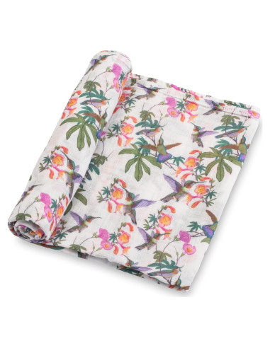 Manta de Envueltos LollyBanks 100% Algodón 119x119 cm Colibrí