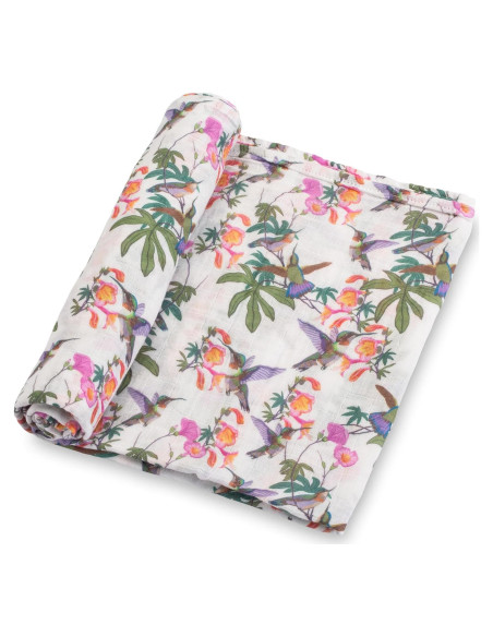 Manta de Envueltos LollyBanks 100% Algodón 119x119 cm Colibrí