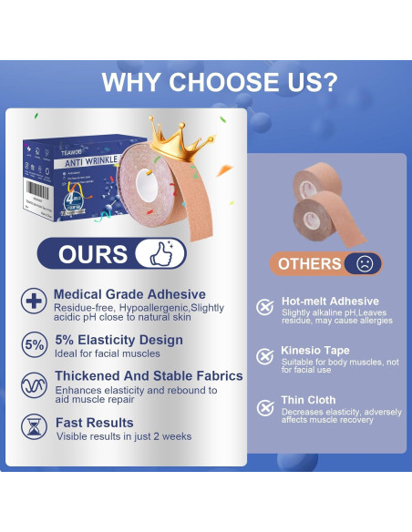 Cinta Facial Antienvejecimiento TEAWOO - 4 Colores, 11x8.3cm