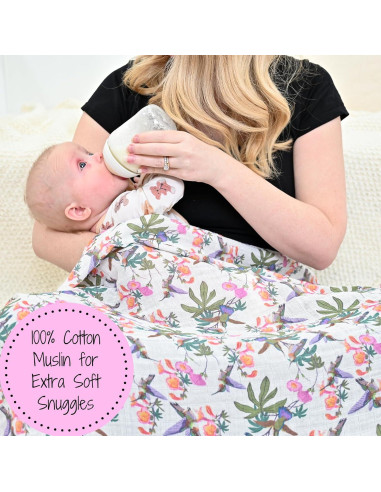 Manta de Envueltos LollyBanks 100% Algodón 119x119 cm Colibrí