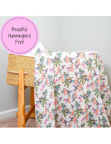 Manta de Envueltos LollyBanks 100% Algodón 119x119 cm Colibrí