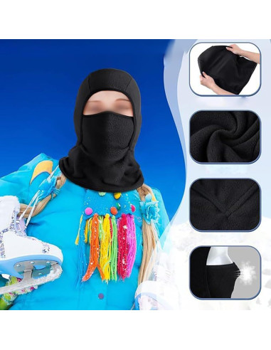 Máscara Balaclava Térmica GSHLLO para Niños - Forro Polar Negro
