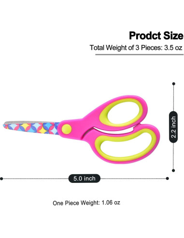 Juego de Tijeras Zicolu para Niños 3 Piezas Punta Roma 12.7 cm