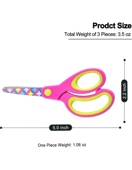Juego de Tijeras Zicolu para Niños 3 Piezas Punta Roma 12.7 cm