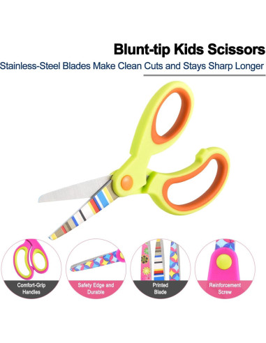 Juego de Tijeras Zicolu para Niños 3 Piezas Punta Roma 12.7 cm